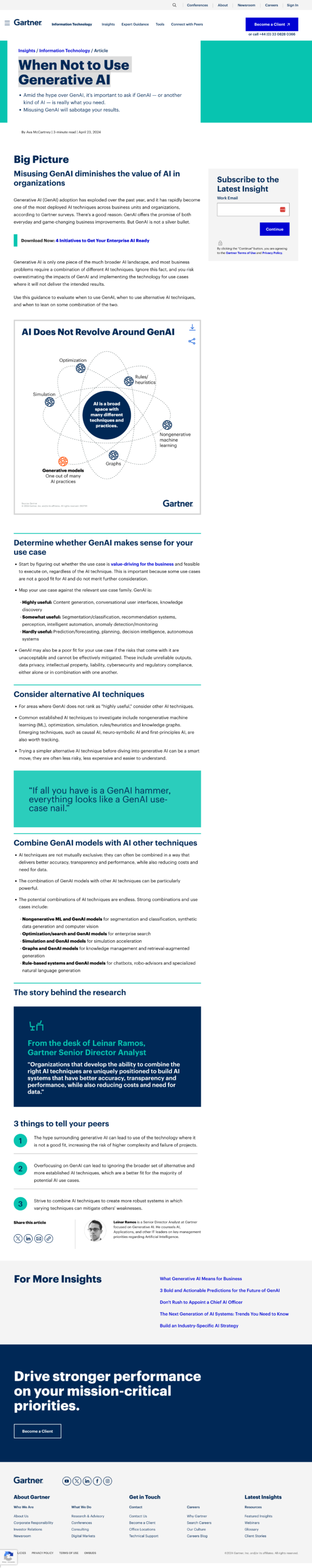 Gartner On When Not to Use Generative AI PappegaAI